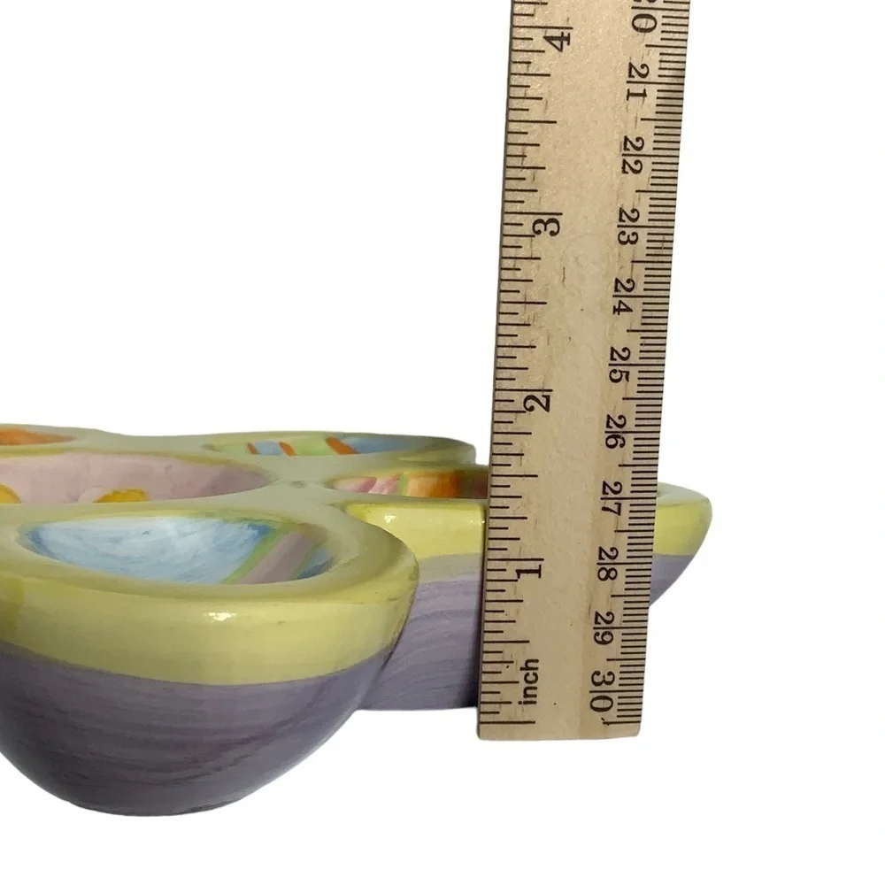 Easter Egg Display Candy Dishes Ceramic 9 inch Multipurpose Multicolor Set of 2